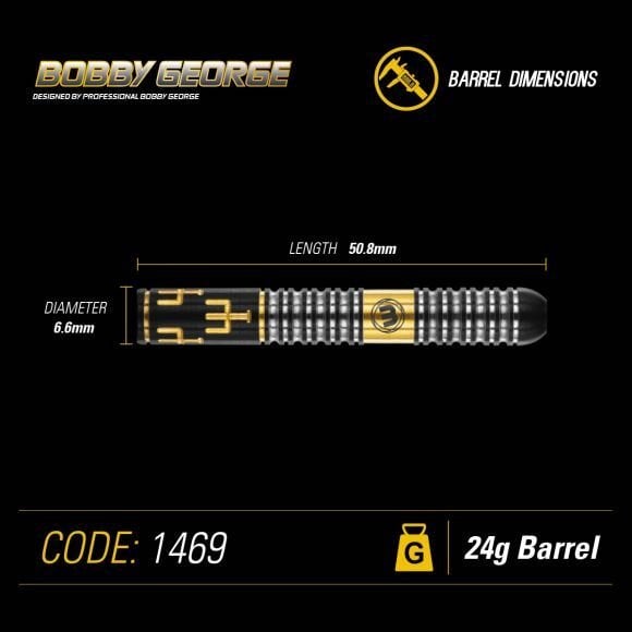 Strėlytės Winmau Bobby George, 24 g, juodos/auksinės spalvos kaina ir informacija | Smiginis | pigu.lt