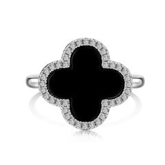 Sidabrinis žiedas moterims su cirkoniais ir oniksu Brasco 59685 kaina ir informacija | Žiedai | pigu.lt