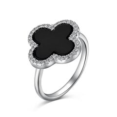 Серебряное кольцо с цирконами и ониксом Brasco 59685 59685-17 цена и информация | Кольца | pigu.lt