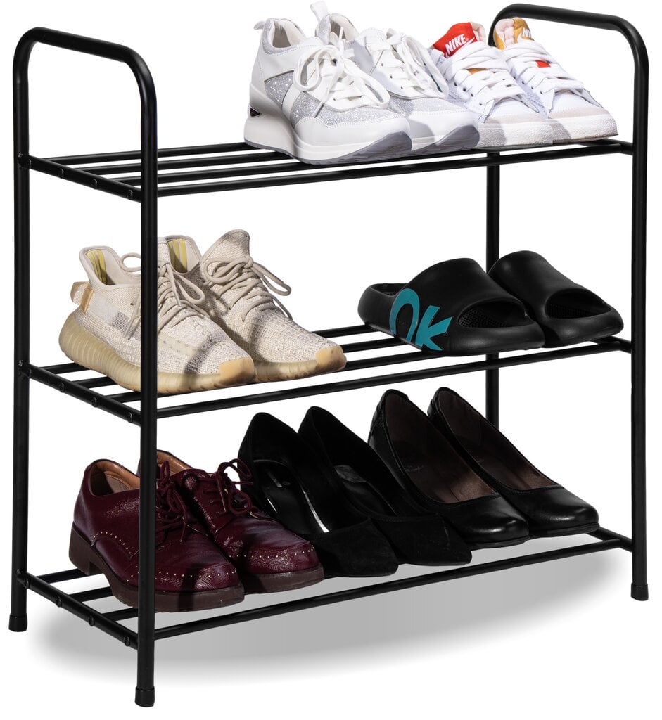 Metalinė batų lentyna, juoda цена и информация | Batų spintelės, lentynos ir suolai | pigu.lt