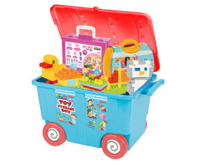 Pilsan žaislų dėžė ant ratukų, mėlyna kaina ir informacija | Daiktadėžės | pigu.lt