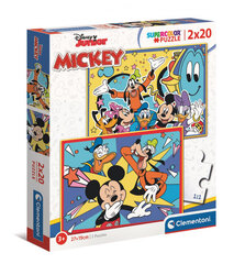 Dėlionės SuperKolor Mickey Clementoni, 24791, 2x20 d. kaina ir informacija | Dėlionės (puzzle) | pigu.lt
