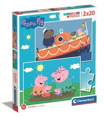 Dėlionės SuperKolor Peppa Pig Clementoni, 24797, 2x20 d. kaina ir informacija | Dėlionės (puzzle) | pigu.lt