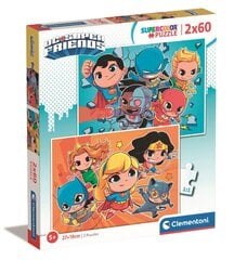 Dėlionių rinkinys DC Super Friends Clementoni, 21624, 2x60 d. kaina ir informacija | Dėlionės (puzzle) | pigu.lt