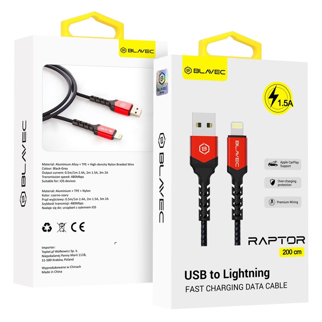 Blavec Raptor Braided Cable цена и информация | Laidai telefonams | pigu.lt