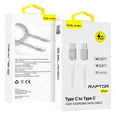 Blavec Cable Raptor braided - Type C to Type C - PD 60W 3A 0,5 metres (CRA-CC3WS05) white-silver цена и информация | Кабели для телефонов | pigu.lt