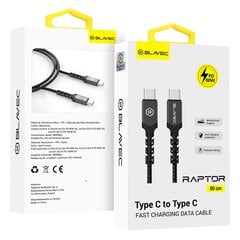 Blavec Cable Raptor braided - Type C to Type C - PD 60W 3A 3 metres (CRA-CC3BG30) black-grey цена и информация | Кабели для телефонов | pigu.lt