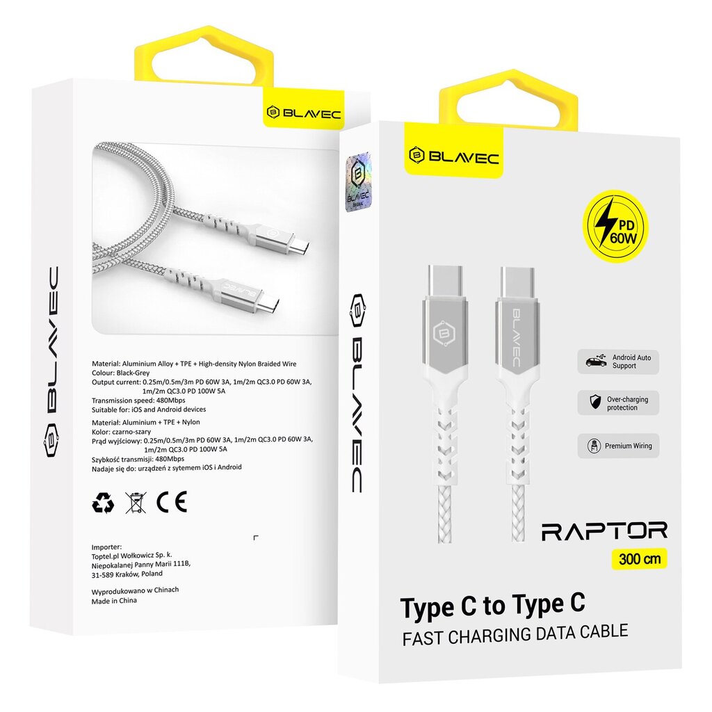 Blavec Raptor Braided Cable kaina ir informacija | Laidai telefonams | pigu.lt