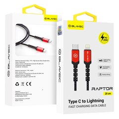 Blavec Cable Raptor braided - Type C to Lightning - PD 20W 2,4A 0,25 metres (CRA-CL24BR025) black-red цена и информация | Кабели для телефонов | pigu.lt