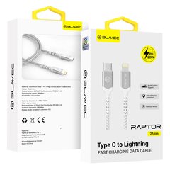 Blavec Cable Raptor braided - Type C to Lightning - PD 20W 2,4A 0,25 metres (CRA-CL24WS025) white-silver цена и информация | Кабели для телефонов | pigu.lt