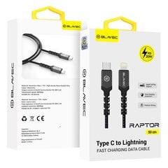 Blavec Cable Raptor braided - Type C to Lightning - PD 20W 2,4A 0,5 metres (CRA-CL24BG05) black-grey цена и информация | Кабели для телефонов | pigu.lt