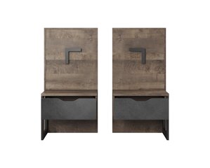 2-jų naktinių staliukų su apšvietimu komplektas Sand Grande Arden, rudas kaina ir informacija | Spintelės prie lovos | pigu.lt