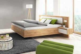 Кровать Xelo с ночными столиками и светильниками Oak Craft с золотыми и белыми аксессуарами цена и информация | Комплекты мебели для спальной комнаты | pigu.lt