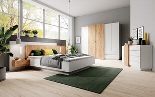 5-ių dalių miegamojo komplektas 3D, baltas/rudas kaina ir informacija | Miegamojo komplektai | pigu.lt