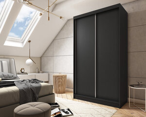 Spinta, 120x61x216 cm, juoda цена и информация | Шкафы | pigu.lt