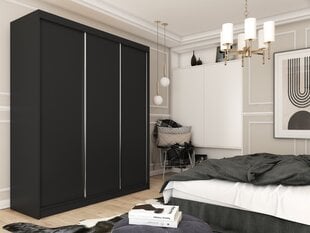 Spinta Bianco, 180x61x216 cm, juoda цена и информация | Шкафы | pigu.lt
