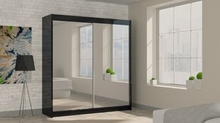 Шкаф Debora 200 Body Black matt Зеркальный фасад + светодиодная подсветка цена и информация | Шкафы | pigu.lt