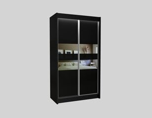 Spinta su apšvietimu Finesia, 150x61x216 cm, juoda цена и информация | Шкафы | pigu.lt