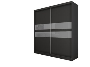 Раздвижной шкаф-купе Finezja 200 см Черный матовый + лакобель серый цена и информация | Шкафы | pigu.lt