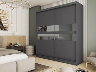 Раздвижной шкаф-купе Finezja 200 см Графитовый серый + зеркало цена и информация | Шкафы | pigu.lt