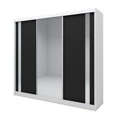 Шкаф Gracja 240 см раздвижной корпус Белый матовый фасад Черный матовый + зеркало цена и информация | Шкафы | pigu.lt