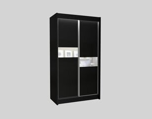 Spinta su apšvietimu Livia, 120x61x216 cm, juoda/balta цена и информация | Шкафы | pigu.lt