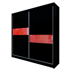 Spinta Livia, 200x61x216 cm, juoda/raudona kaina ir informacija | Spintos | pigu.lt