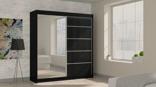 Раздвижной шкаф Makira 200 см Черный матовый + зеркало + светодиодная подсветка Цвет цена и информация | Шкафы | pigu.lt
