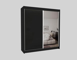 Spinta su apšvietimu Patti, 200x61x216 cm, juoda kaina ir informacija | Spintos | pigu.lt