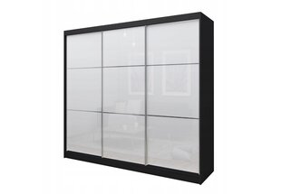 Раздвижной шкаф Вивиана 240 см Корпус черный + лакобель белый цена и информация | Шкафы | pigu.lt