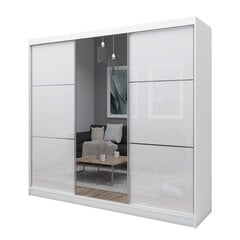 Вивиана раздвижной шкаф 240 см корпус белый + лакобель белый + зеркало цена и информация | Шкафы | pigu.lt