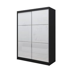 Раздвижной шкаф Вивиана 160 см Корпус черный + лакобель белый цена и информация | Шкафы | pigu.lt