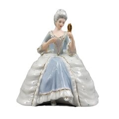 Royal Dux Bohemia porcelianinė figūrėlė Sėdinti rokoko ledi su veidrodžiu цена и информация | Детали интерьера | pigu.lt