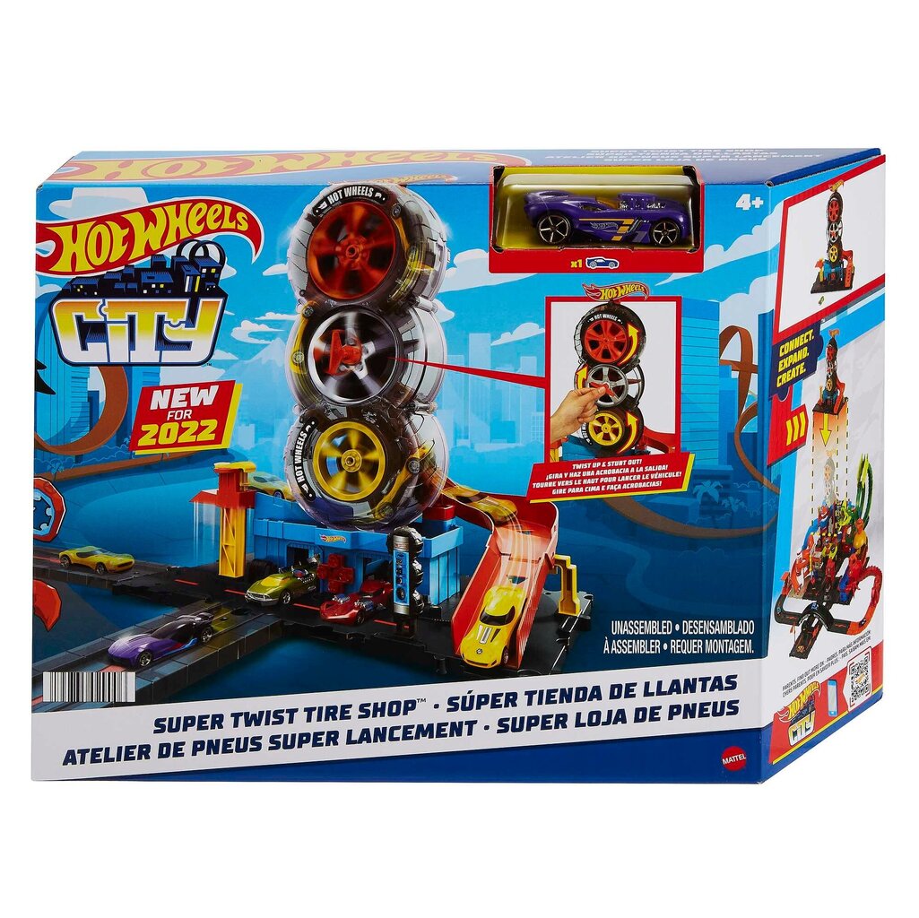 Lenktyninių padangų dirbtuvių rinkinys Hot Wheels City HDP02 цена и информация | Žaislai berniukams | pigu.lt