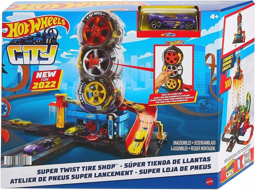 Lenktyninių padangų dirbtuvių rinkinys Hot Wheels City HDP02 kaina ir informacija | Žaislai berniukams | pigu.lt