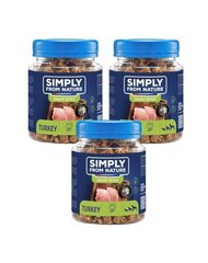 Simply From Nature Smart Bites su kalakutiena, 3x130 g kaina ir informacija | Skanėstai šunims | pigu.lt