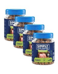 Simply From Nature Smart Bites su kalakutiena, 4x130 g kaina ir informacija | Skanėstai šunims | pigu.lt