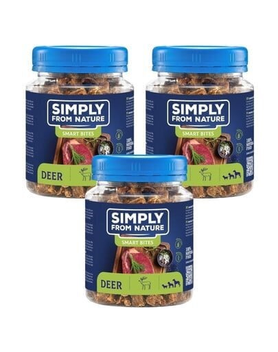 Simply From Nature Smart Bites su elniena, 3x130 g kaina ir informacija | Skanėstai šunims | pigu.lt