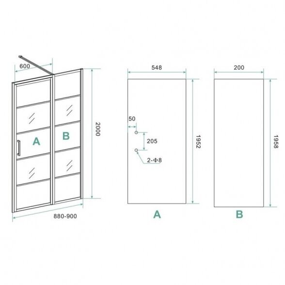 Dušo durys WIESBADEN Horizon 90x200 kaina ir informacija | Dušo durys ir sienelės | pigu.lt