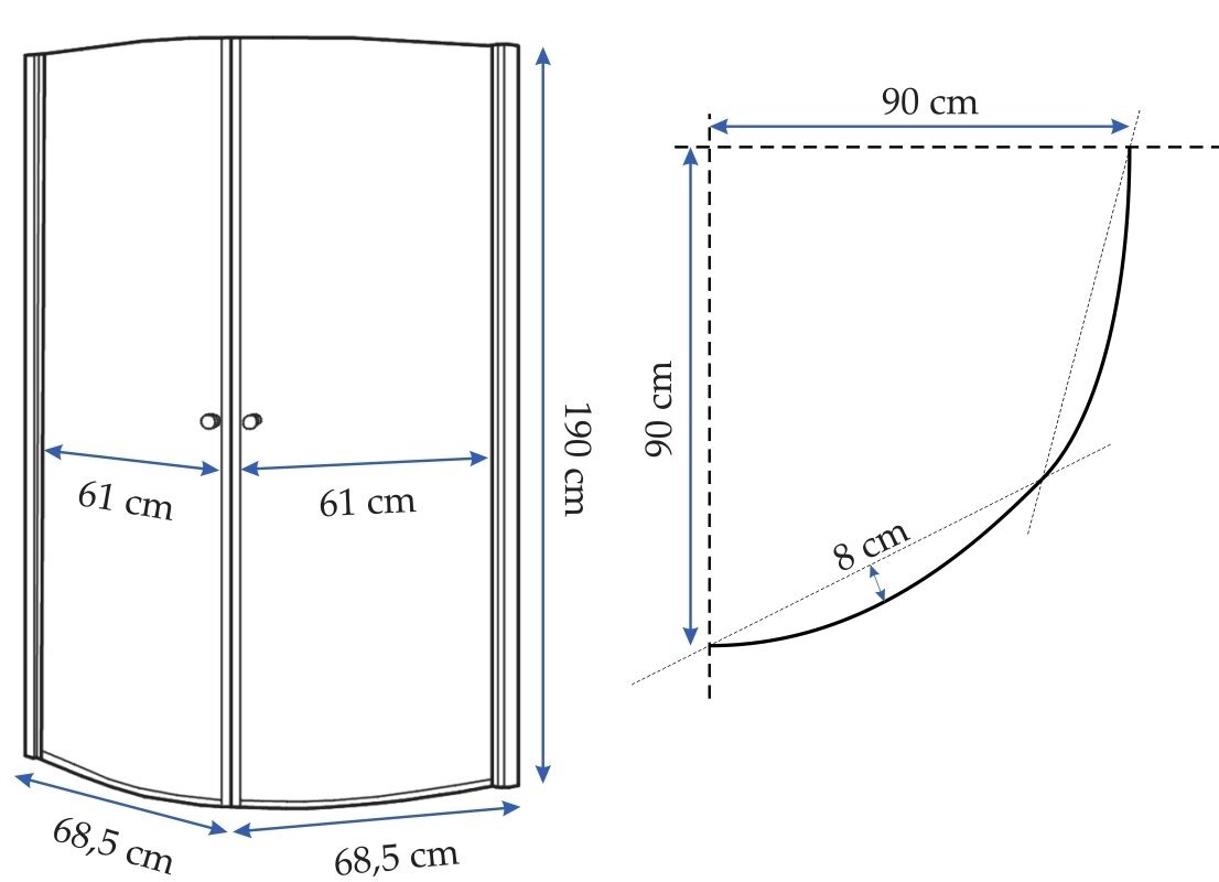 Dušo kabina Round Space 90x90 kaina ir informacija | Dušo kabinos | pigu.lt