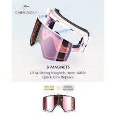 Slidinėjimo akiniai Caracaleap OTG, rožiniai kaina ir informacija | Slidinėjimo akiniai | pigu.lt