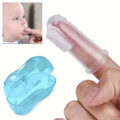 Dantų šepetėlis silikoninis ant piršto su dežute Mommy babies цена и информация | Средства для гигиены | pigu.lt