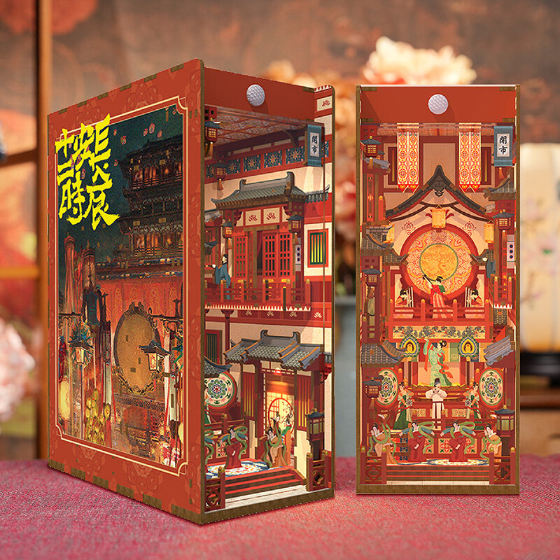 Miniatiūrinis sulankstomas namelis su LED apšvietimu - Trijų karalysčių pagoda Tonecheer, 264 d. цена и информация | Dėlionės (puzzle) | pigu.lt