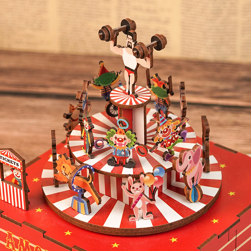 Surenkama miniatiūrinė muzikinė dėžutė - Magiškas cirko pasaulis Tonecheer, 100 d. kaina ir informacija | Dėlionės (puzzle) | pigu.lt