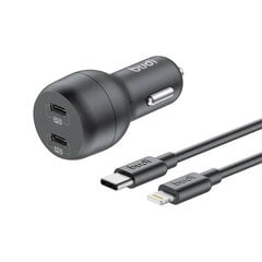 Budi Car Charger, 2x USB-C, 40W, PD + USB-C to Lightning Cable (Black) цена и информация | Зарядные устройства для телефонов | pigu.lt