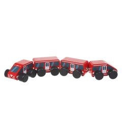 Деревянный поезд Express Cubika, красный цена и информация | Игрушки для мальчиков | pigu.lt