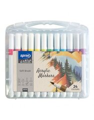 Flomasteriai Spree Acrylic Soft Brush 58154 SPR, 24 spalvų цена и информация | Принадлежности для рисования, лепки | pigu.lt