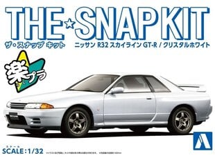 Aoshima - The Snap Kit Nissan R32 Skyline GT-R Cristal White, 1/32, 06354 цена и информация | Конструкторы и кубики | pigu.lt