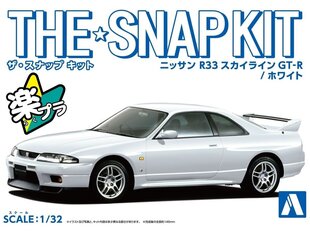 Aoshima - The Snap Kit Nissan R33 Skyline GT-R White, 1/32, 06456 цена и информация | Конструкторы и кубики | pigu.lt