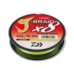 Шнур Daiwa Grand X8E 0.28mm 135m chartreuse цена и информация | Лески | pigu.lt